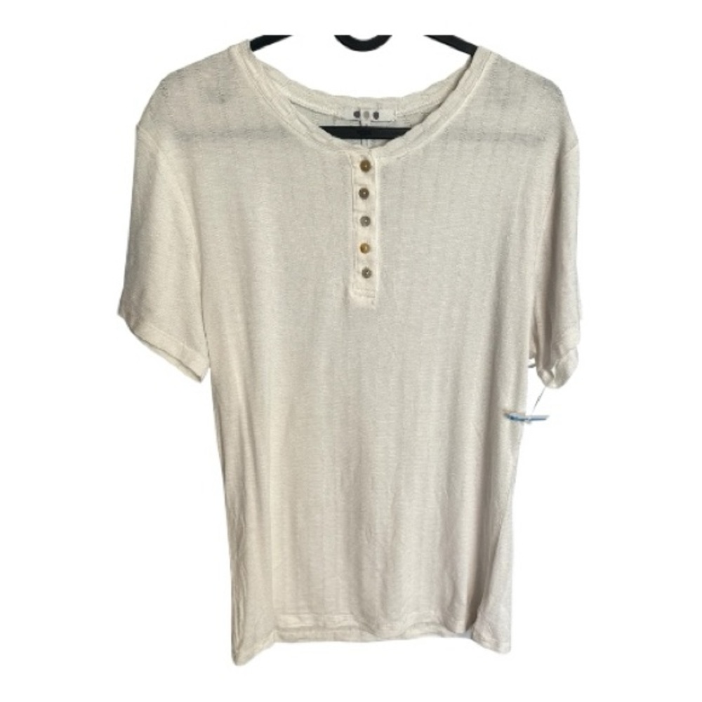 Cream Short Sleeve Henley Shirt